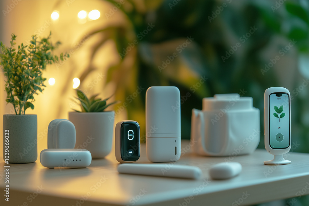 Poster ai-driven health monitoring devices providing real-time feedback for wellness. there is a table disp