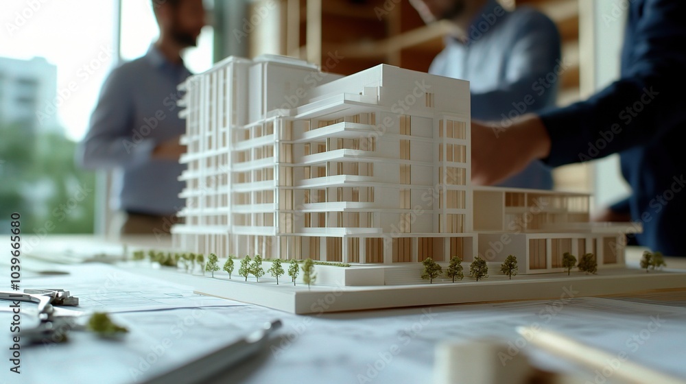 Poster modern architectural model display on table