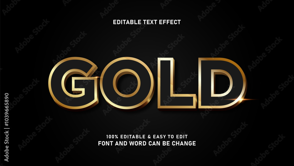 Aufkleber gold text effect with a modern and elegant 3d style that can be edited