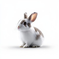 Obraz premium Adorable Rabbit on White Background in Raw Style