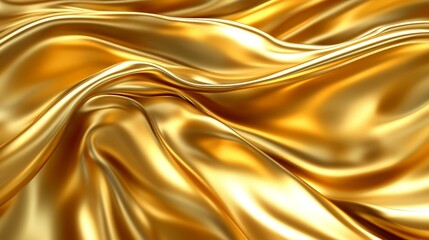  A tight shot of gold fabric with an extensive center crease, brimming with intricate folds