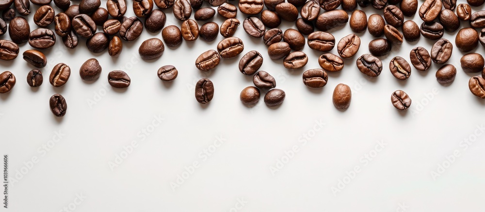 Poster a coffee beans border isolated on a white background with a copy space image from a top view