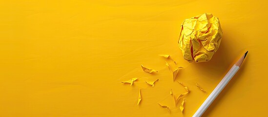 A stunning yellow paper background with text indicating the concept of overcoming perfectionism on a white paper backdrop for a business theme with available copy space image