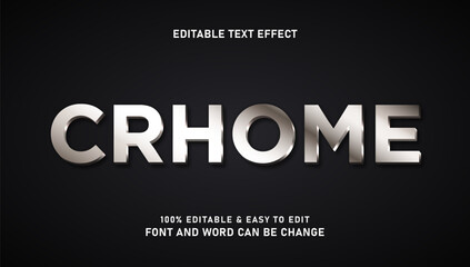 Chrome text effect with a modern and elegant 3D style that can be edited