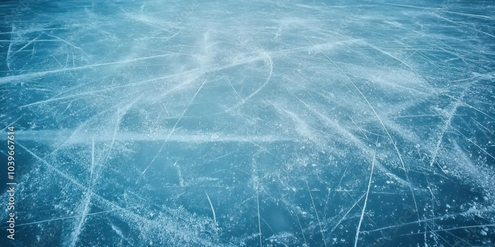 Poster clear ice surface with skating marks and textures