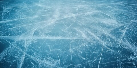 Obraz premium Clear Ice Surface with Skating Marks and Textures