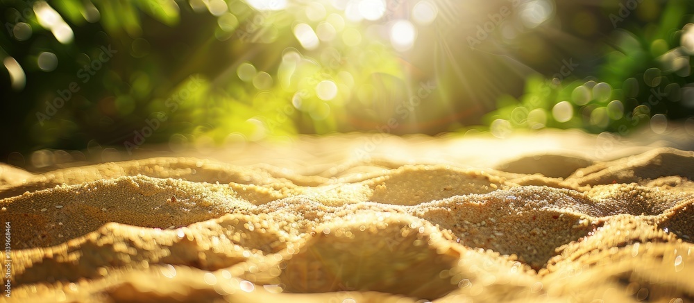 Poster detailed closeup of sand on a sunny summer day with a blurred backdrop perfect for product placement