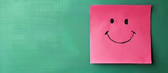 Employee wellness message on pink paper against green background serving as a symbolic representation of employee well being featuring copy space image