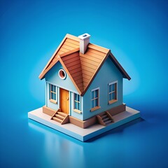 house on a blue background