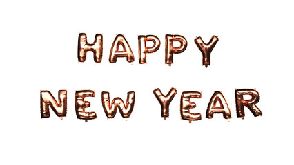 Golden Balloons Happy New Year Transparent PNG File. 3D illustration.