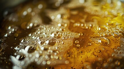 Used Cooking Oil in Frying Pan with bubbles Close up shallow dof