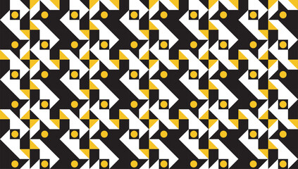 Seamless abstract geometric pattern combination of yellow, white and black colors. Perfect for printing, design backgrounds, wallpaper and tiles, gift wrapping