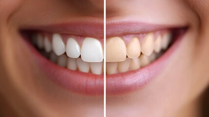 Infographic on teeth whitening, highlighting each stage of the treatment with side-by-side before-and-after visuals showing whiter, brighter teeth