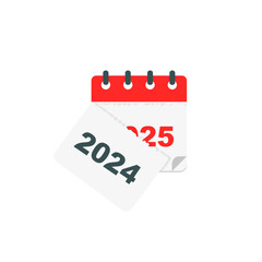 Curled paper calendar 2024 - 2025. New Year 2025. Tear off the calendar sheet flat icon. Vector isolated illustration