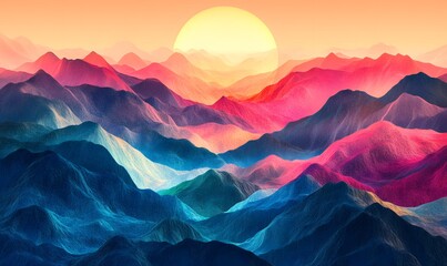 sunset over a mountain,generation AI