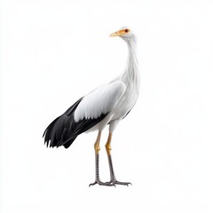 Obraz premium Elegant Secretarybird on White Background