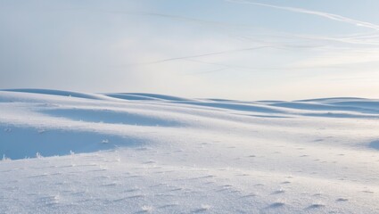 Fototapeta premium Pristine Snowy Landscape with Glistening Ice Crystals in Tranquil Winter Scene.