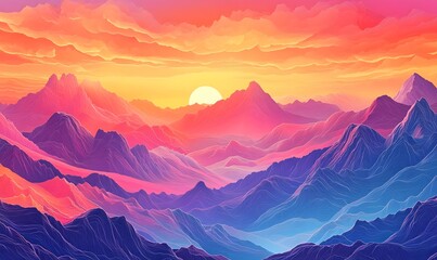 sunset over a mountain,generation AI
