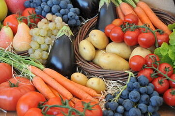 Assortiment de fruits et légumes d'automne frais