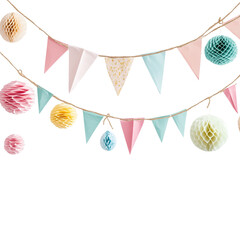 Bunting with colorful paper balls, garlands
