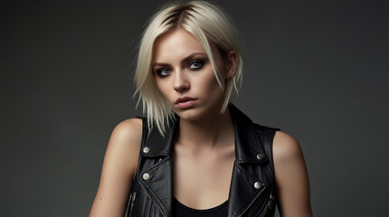 Naklejka premium Portrait of rock and roll glamorous fashion female model