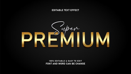 Obraz premium Super premium text effect with modern 3d gold style editable