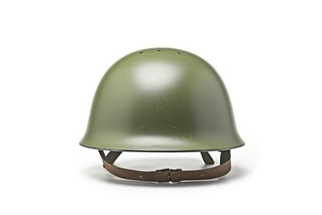Fototapeta premium Soldier helmet green white background protection.