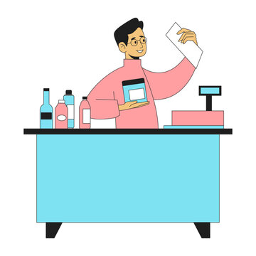 recommend clip art: Cashier Standing at Cash Register Illustration