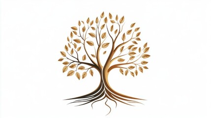Obraz premium A stylized tree illustration featuring elegant branches and leaves, symbolizing growth, nature, and harmony.