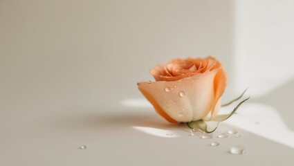 Soft Orange Rose Petals with Water Drops.