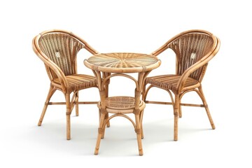 Fototapeta premium Modern rattan furniture set on white background.