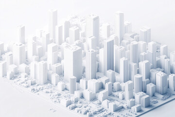 Naklejka premium Abstract white city skyline with skyscrapers and buildings