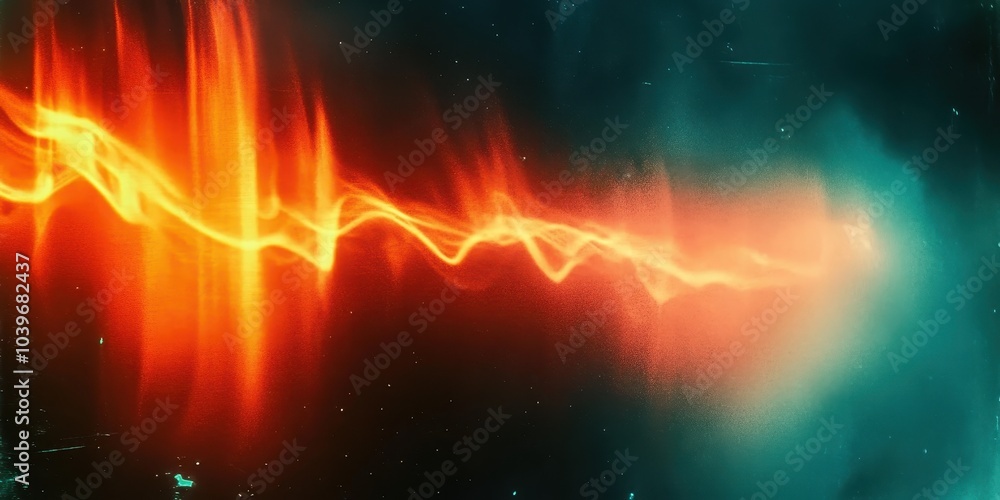 Wall mural Abstract Waveform with Vibrant Orange and Blue Colors