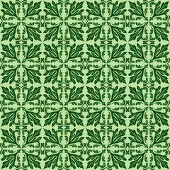 Mediterranean ceramic tile pattern green color. talavera pattern vector
