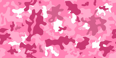 Pink camouflage vector pattern. Quirky design fashion print - seamless texture.