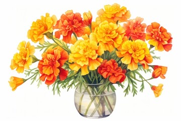 Obraz premium Vase marigold flower plant.