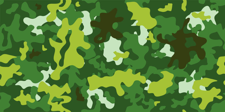Camo pattern design. Military camouflage fashion print texture. Forest green camouflage graphic design.