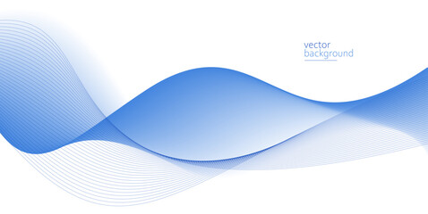 Flowing blue curve shape with soft gradient vector abstract background, relaxing and tranquil art, can illustrate health medical or sound of music.
