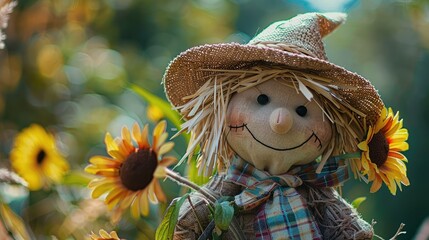 Happy doll handmade scarecrow Decoration in garden