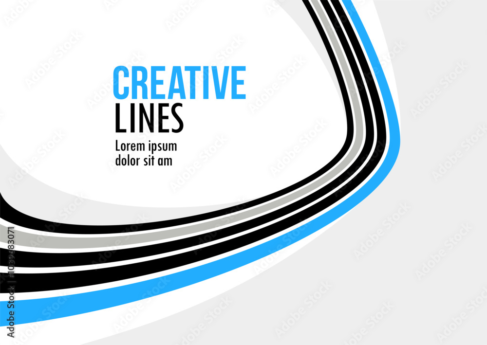 Poster creative lines vector abstract background, 3d perspective linear graphic design composition, stripes