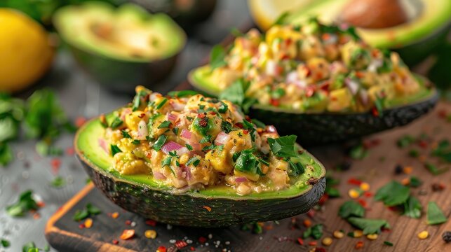 Low Carb Keto Stuffed Avocados with Preparation Photos Palta Reina