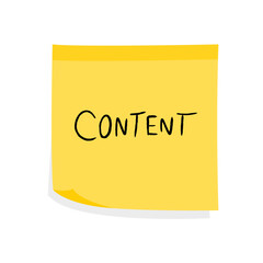 Content message. Yellow sticky note message. Paper sign.