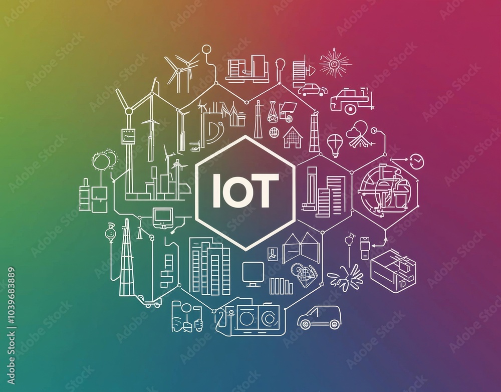 Poster smart devices and mesh networks, the internet of things, wireless sensor networks, abstraction of im
