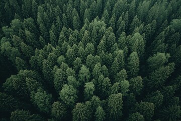 Green trees in an old spruce, fir, and pine forest