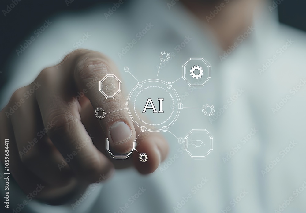 Poster Incorporating IoT in industrial business web computing concept. AI factory manufacturing autonomous unmanned management process development engineering technology.