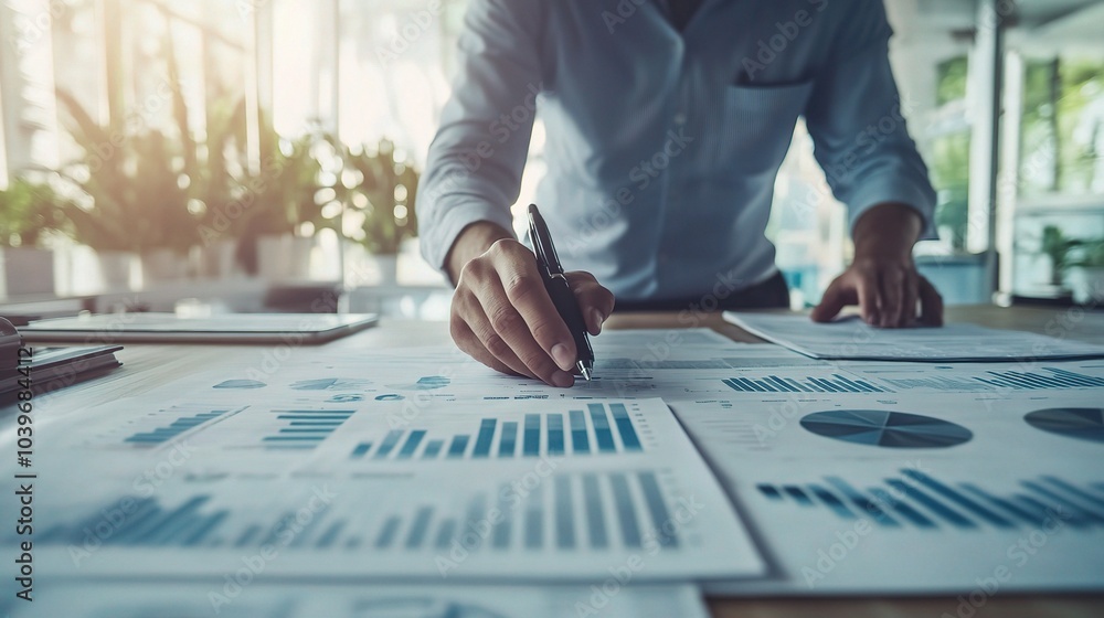 Aufkleber professional analyzing data and charts in office setting