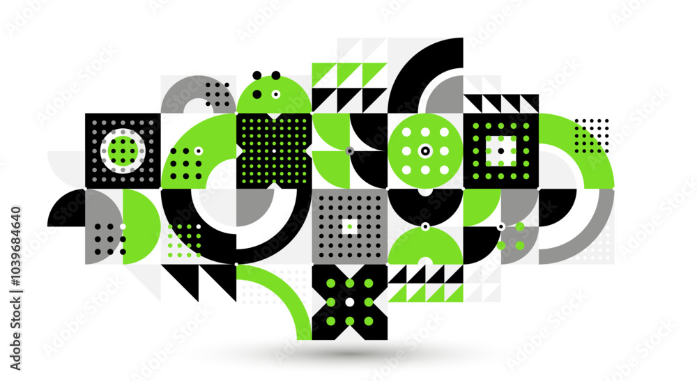Aufkleber abstract geometric vector modular background, retro 70s modernism style pattern, modular tiles with 