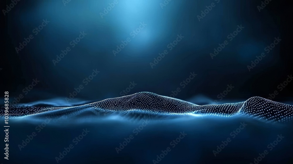 Poster Blue background 3D rendering of an abstract digital network connection