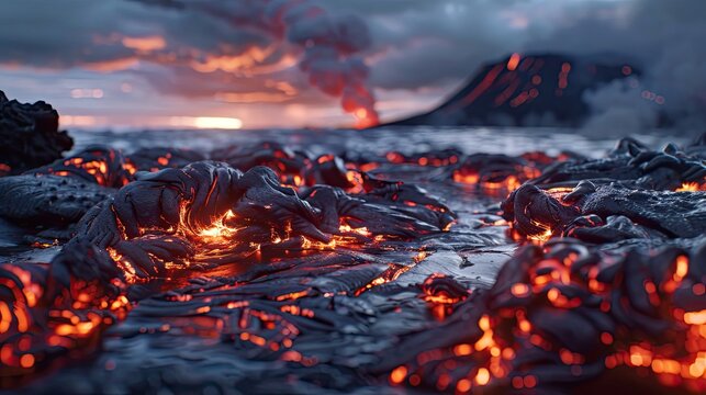 lava flow cooled after volcanic eruption Icland