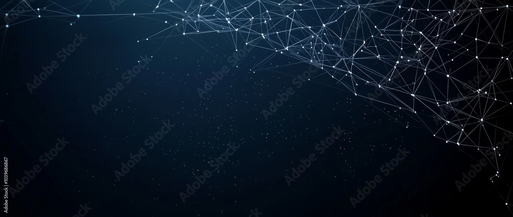 Leinwandbilder the abstract futuristic technology concept shown in the image has polygonal shapes on a dark blue ba